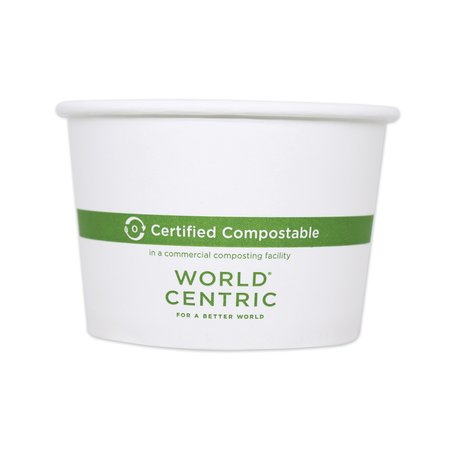 WORLD CENTRIC Paper Bowls, 4.4in dia x 3in, 16 oz, White, PK500 BOPA16